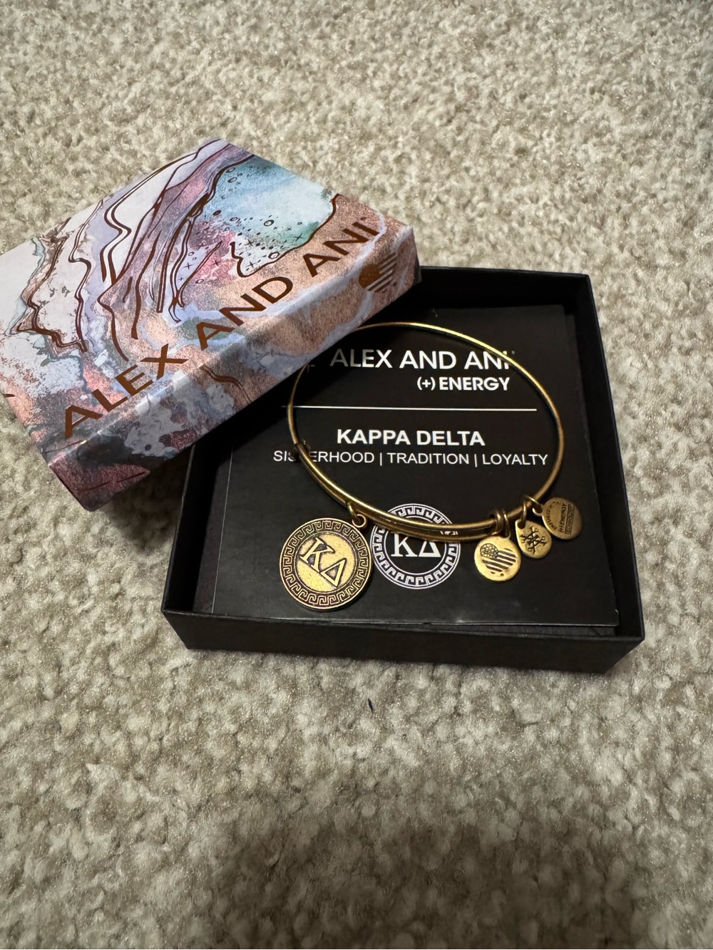 Alex and Ani Gold Kappa Delta Charm Bangle Bracelet